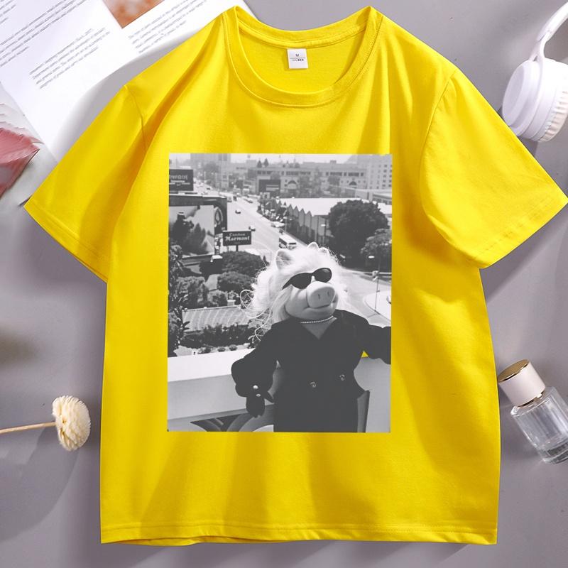 Miss Piggy Graphic Tee Funny Printed Tshirt Oneck Short Sleeve Tops Summer Loose Soft Breathable T Shirt Unisex Streetwear