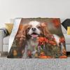 Cavalier King Charles Spaniel Dog Blankets Cute Animal Flannel Throw Blanket Airplane Travel Decoration Lightweight Bedspreads