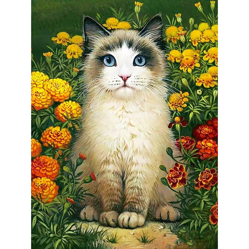 DIY 5D Flowers Diamond Mosaic Animal Diamond Painting Cat Diamond Embroidery Cross Stitch Picture Of Rhinestones Handcraft Gift