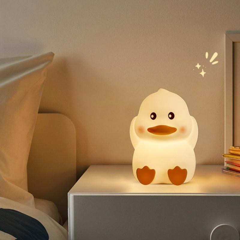 Silicone Cute Duck Pat Night Light LED Colorful Timed Dimmable Cartoon Pat Light