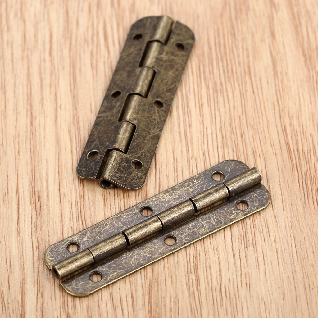 DRELD 10 Stück oder 2 Stück Antik-Bronze Schrank Holz Schmuckschatulle Geschenk Weinkiste Retro Dekor Möbel Lange Scharniere 6 Löcher 51*16mm