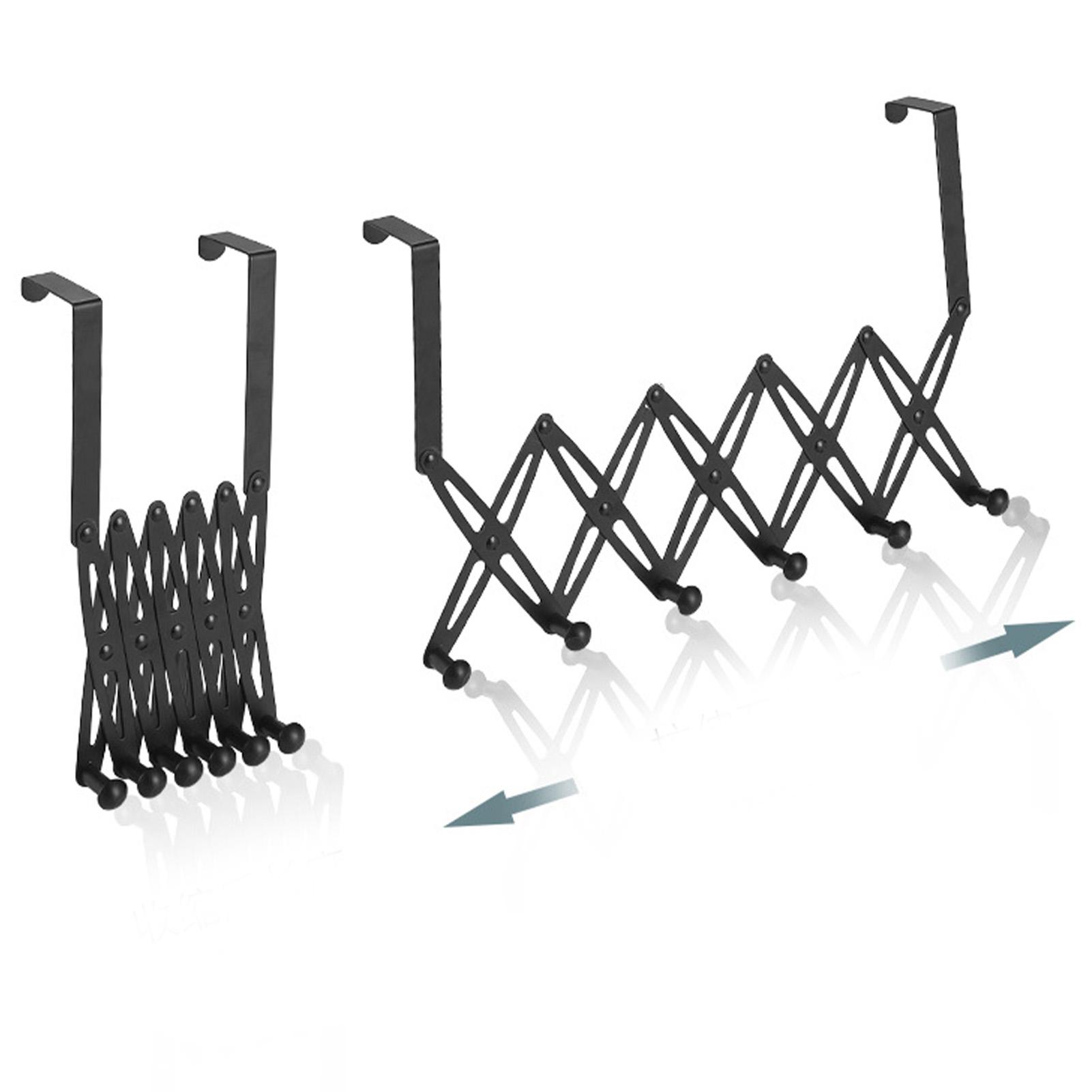 

Over Door Hooks Expandable Stainless Steel Clothes Coat Rack for Bedroom Indoor 6 Hangers Black чёрный