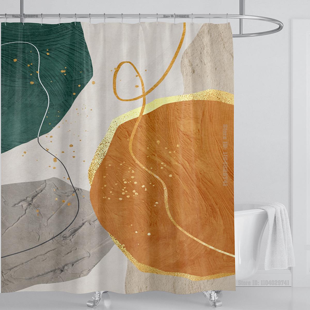 

3D печать абстрактный линейный стиль акварельный набор штор для душа водонепроницаемый полиэстер занавеска для ванной украшение для дома с крючками W90xH180cm