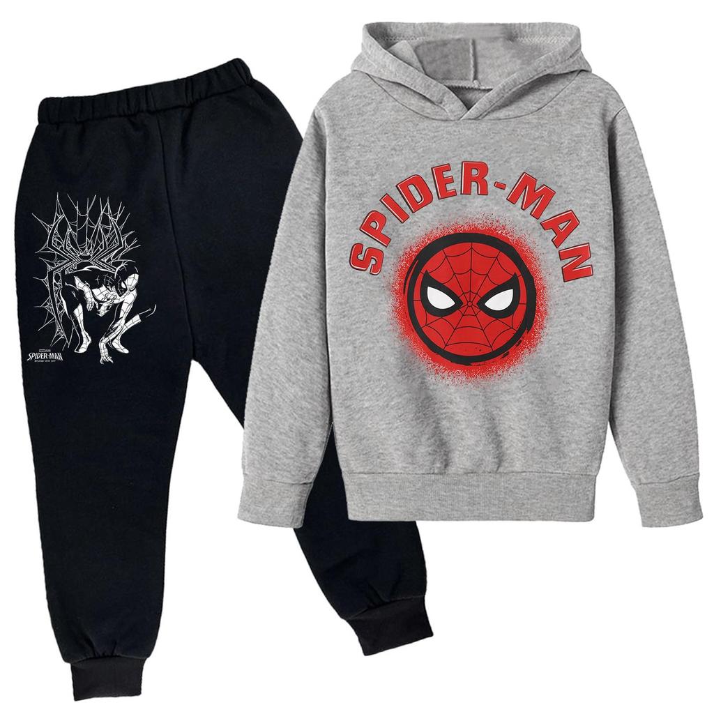 Kids Printed Hoodie and Sweatpants Set Long Sleeve Loose Fit Pullover Outfit for Boys and Girls