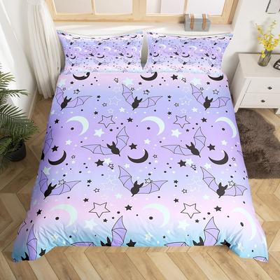 Happy Halloween Bedding Set 3D Bat Printing 2-3 Piece Set (No Core) Suitable For Bedroom Duvet Cover Set Decor For Halloween