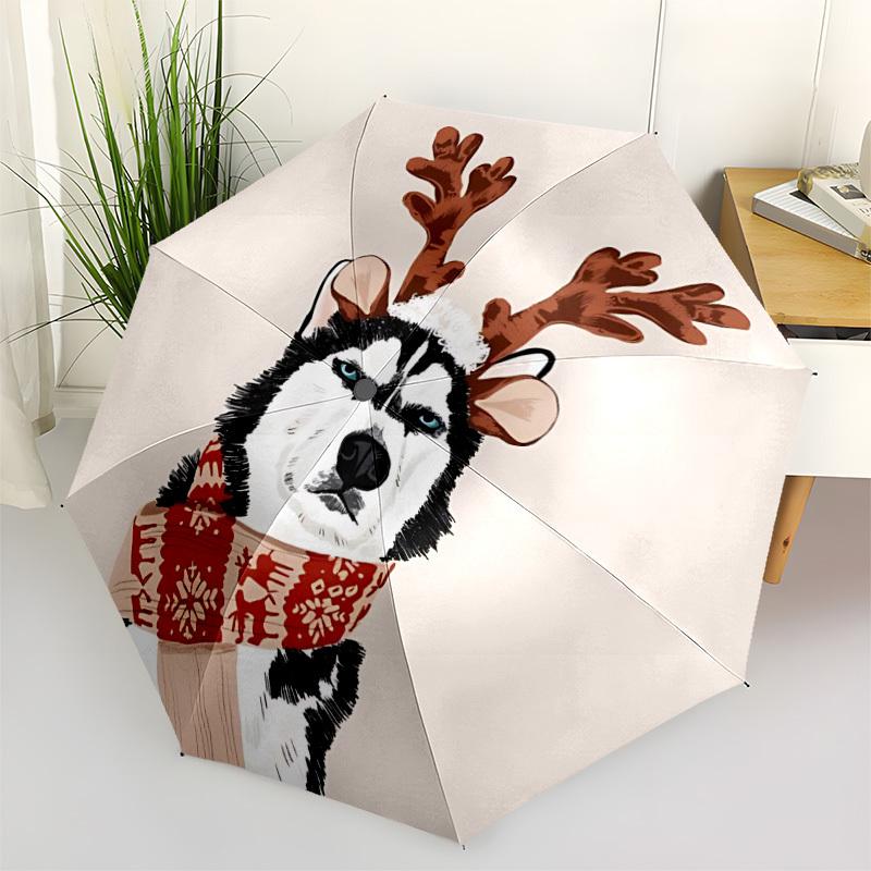 

1pc Reindeer Antlers Scarf Automatic Folding Umbrella - Portable Collapsible Design, 8-Rib Iron Frame, Durable Fabric yy251125109