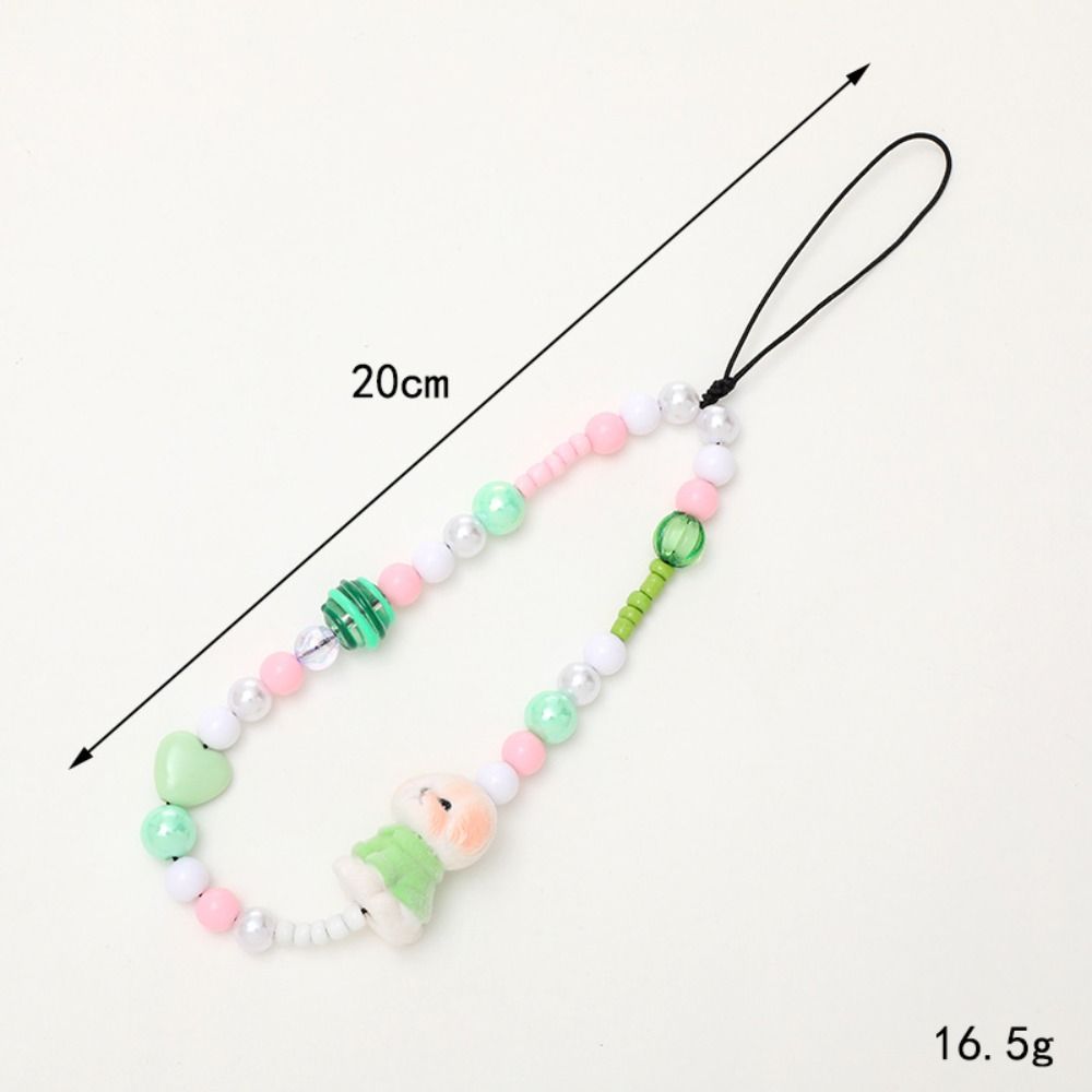 Short Phone Charm Beads Sling Mobile Phone Lanyard Dog Cartoon Beaded Phone Chain  Car Key
