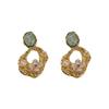 Silver Needle Dangle Earrings: Inlaid Diamond, Floral Pearl, Pleated Hollow Design, Fairy Style