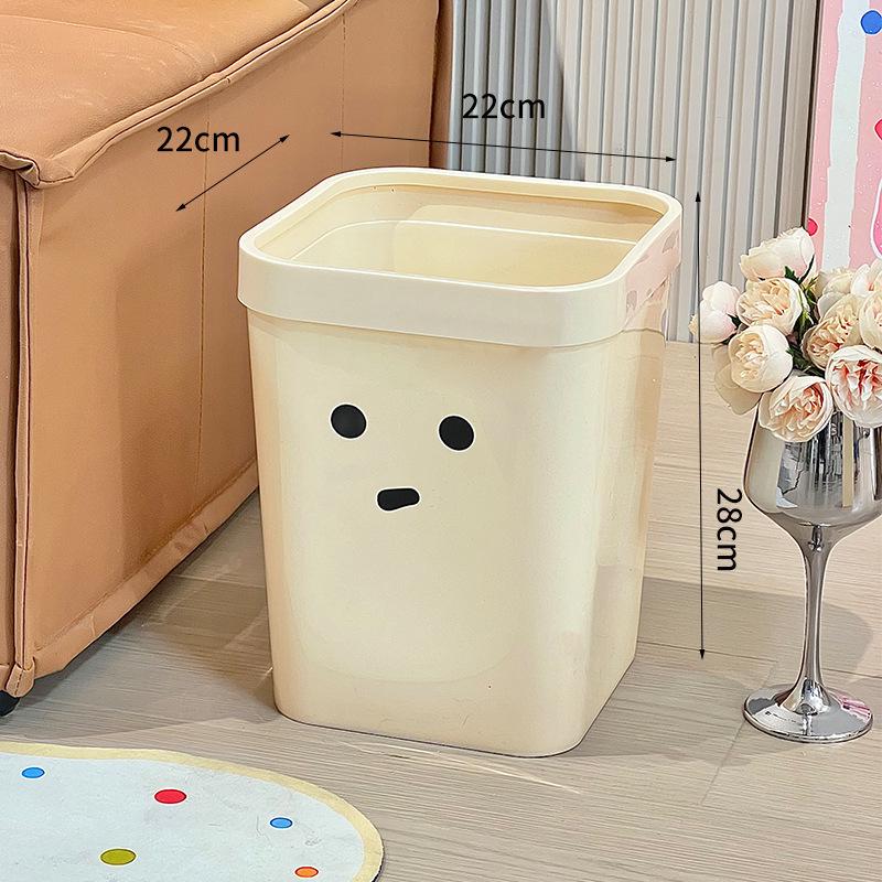 Cute Open-Top Square Trash Can with Press Ring – Large Capacity for Living Room, Bathroom, Kitchen
