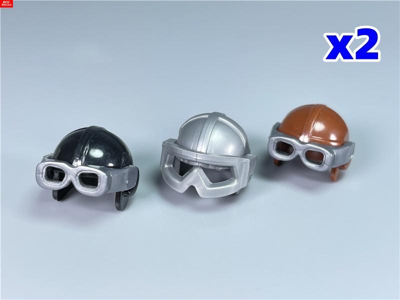MOC Bricks 30170 30171 Pilot helmet Headgear Visor goggles 4cm Figure Wear DIY Building Blocks Toys Birthday Gifts