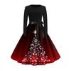 Women's Fashionable And Elegant Autmn And Winter Long-sleeved Christmas Tree Print Dress