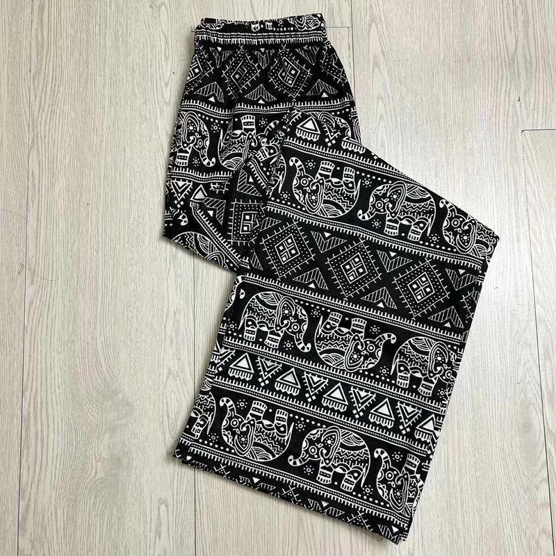 Dlouhé sloní kalhoty Nastavitelný elastický vysoký pas Popruh Volná nohavice Dámský potisk Thajsko Ležérní Streetwear Plážový Bohémský Retro Vintage