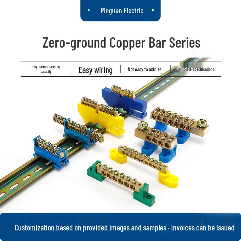 9x18/12x18 Pure Copper Double Row Grounding & Neutral Busbar with Terminals