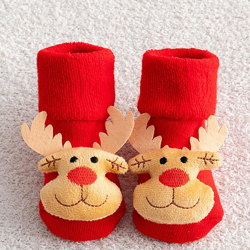 Christmas Infant Non-Slip Cotton Socks: Thick Terry Fruit Doll Design for Newborns