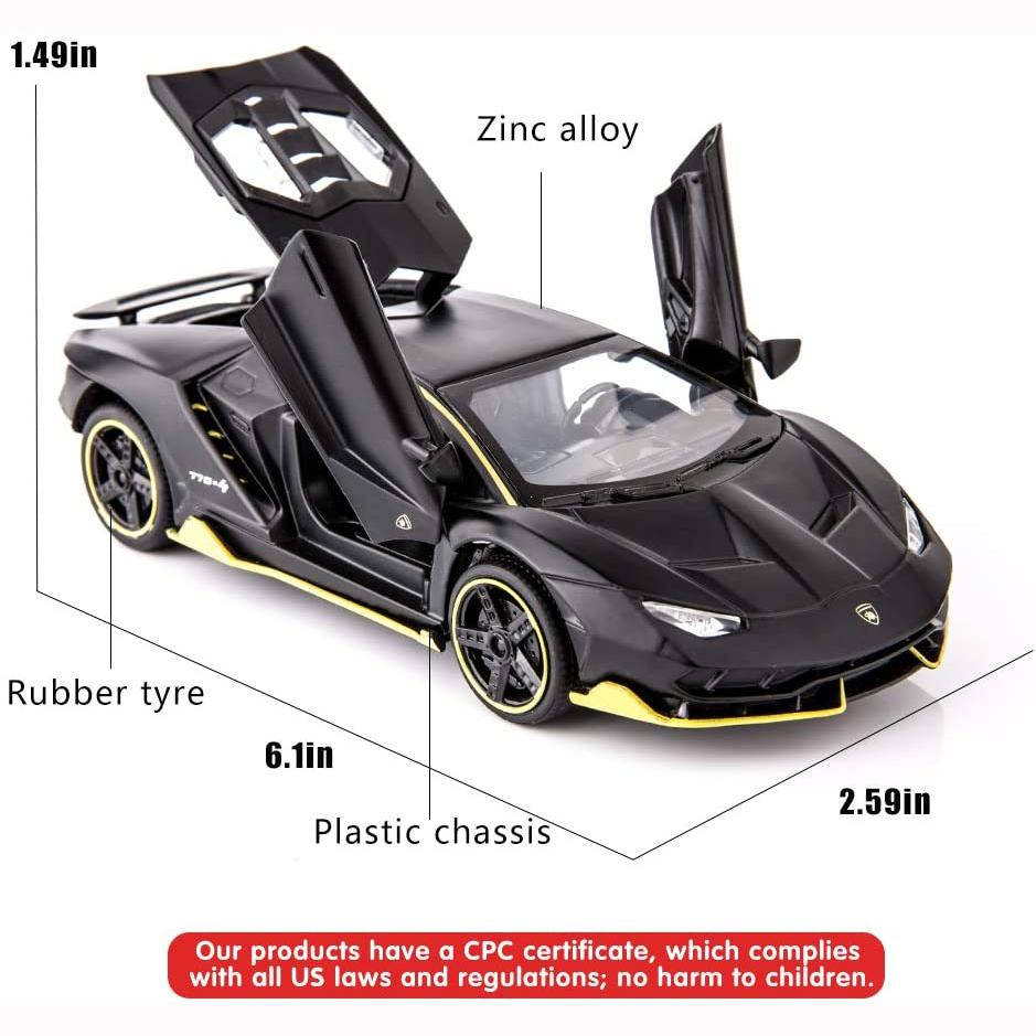 1:32 Lamborghini LP770 Car Model Toy, with Sound and Light Pull Back Car Zinc Alloy Toys for Kids Boy Girl Gift
