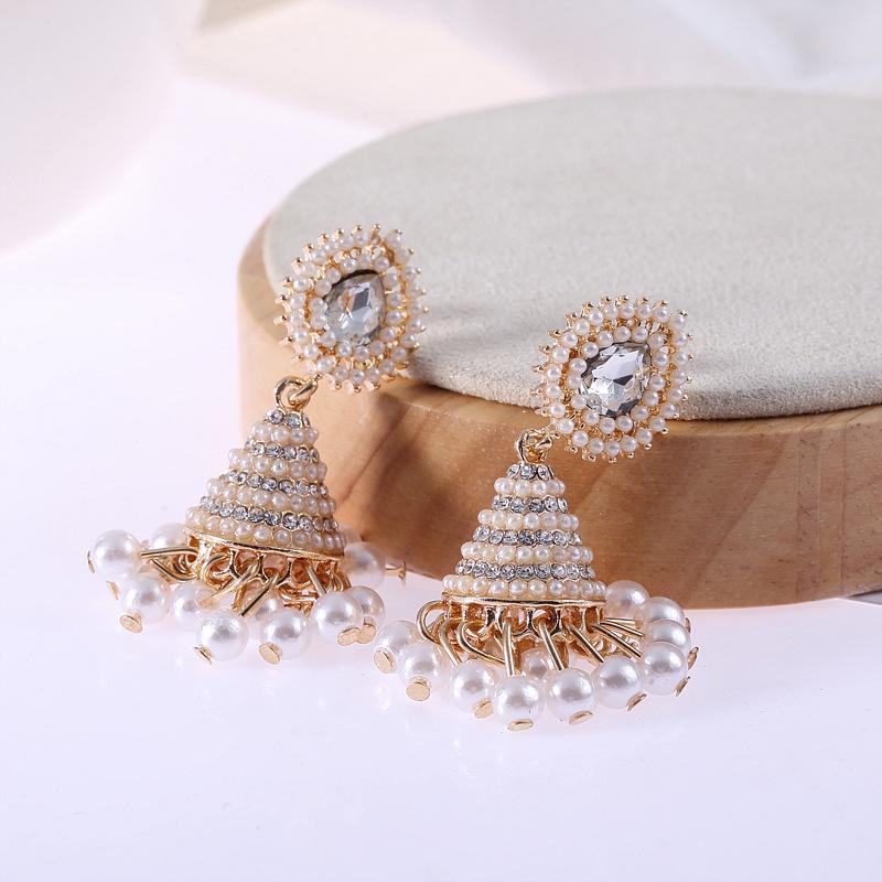 Creative Retro Ethnic Lantern & Teardrop Stud Earrings