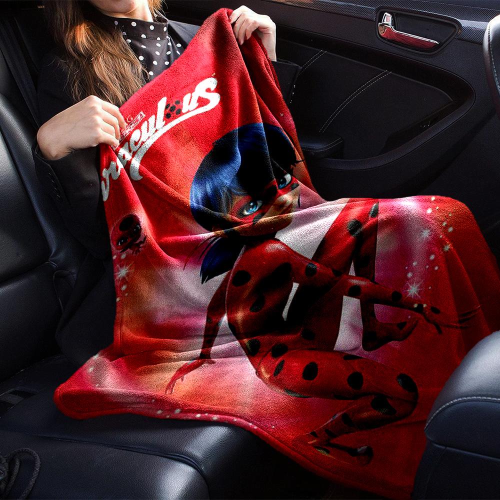 Miraculous Theme Printed Blanket - Perfect for Couch, Bed, Travel & Outdoor Use | Machine Washable, Cozy & Durable.