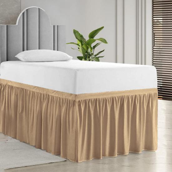 Ruffled Bed Skirt Solid Color Wear Resistant Washable Non-Fading Extra Long College