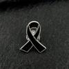 Remembrance Memorial Mourning Lung Cancer Emphysema Awareness Black Ribbon Pin Brooch Funeral Memorial Brooch Decorations