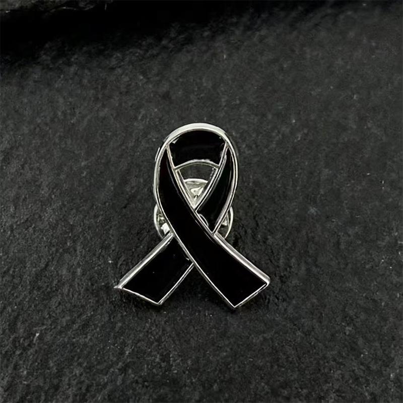 Remembrance Memorial Mourning Lung Cancer Emphysema Awareness Black Ribbon Pin Brooch Funeral Memorial Brooch Decorations
