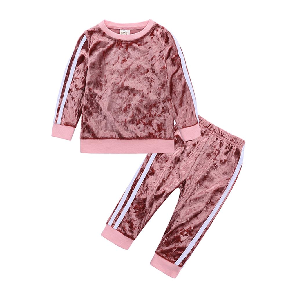 Kleinkind Kinder Baby Mädchen Langarm Plüsch Pullover Oberteile + Hosen Set