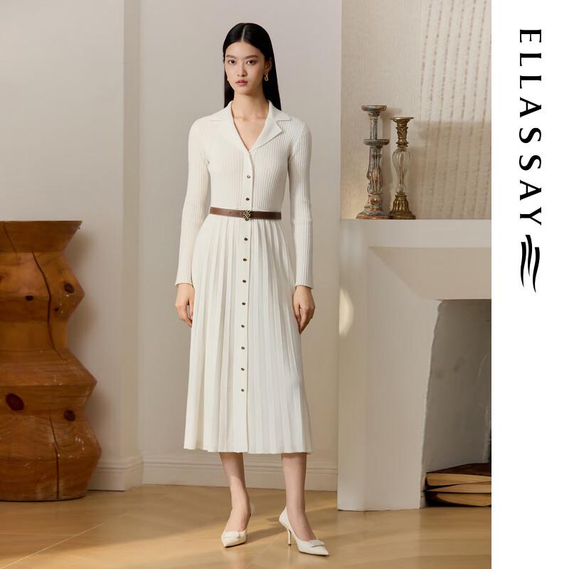 

ELLASSAY 2025 Autumn 100% Merino Wool Elegant Slim-Fit Knit Dress L
