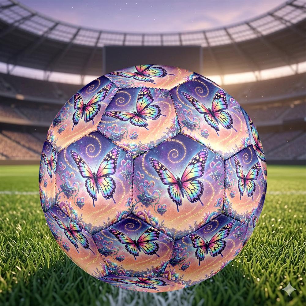 1pc Butterfly Fantasy Themed Soccer Ball, Size 5, Lightweight PVC Material, Outdoor Training Soccer Ball Gift. Q62251