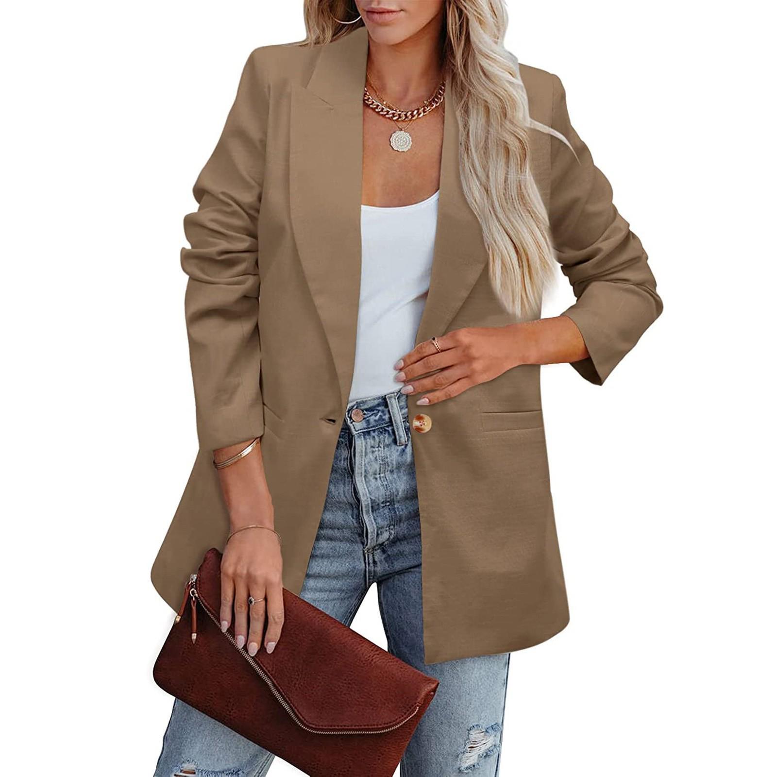 

2025 Women s Solid Color Casual Long Sleeve Suit - European & American Style OL Professional Extra Large хакі