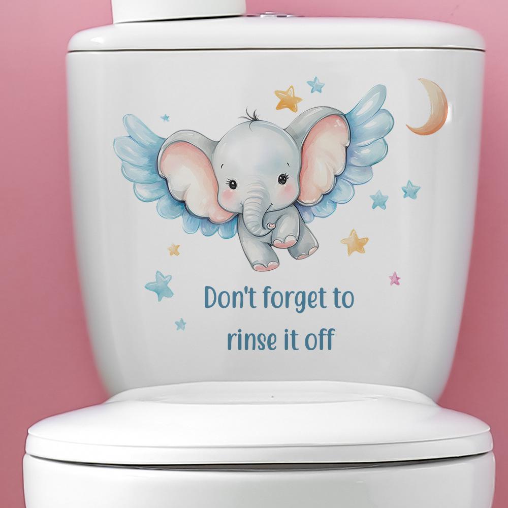 Cartoon Little Elephant Star Moon Bathroom Toilet Toilet Home Beautification Stickers