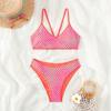 Damen Modischer Badeanzug mit hoher Taille und Netzstoff, femininer geteilter Bikini, Badeanzug mit Neckholder, Farbverlauf, Strandbikini