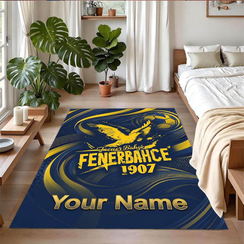 Crystal Velvet Rug Custom Name Text, Soft Non Slip Floor Mat Home DecorFenerbahçe FC