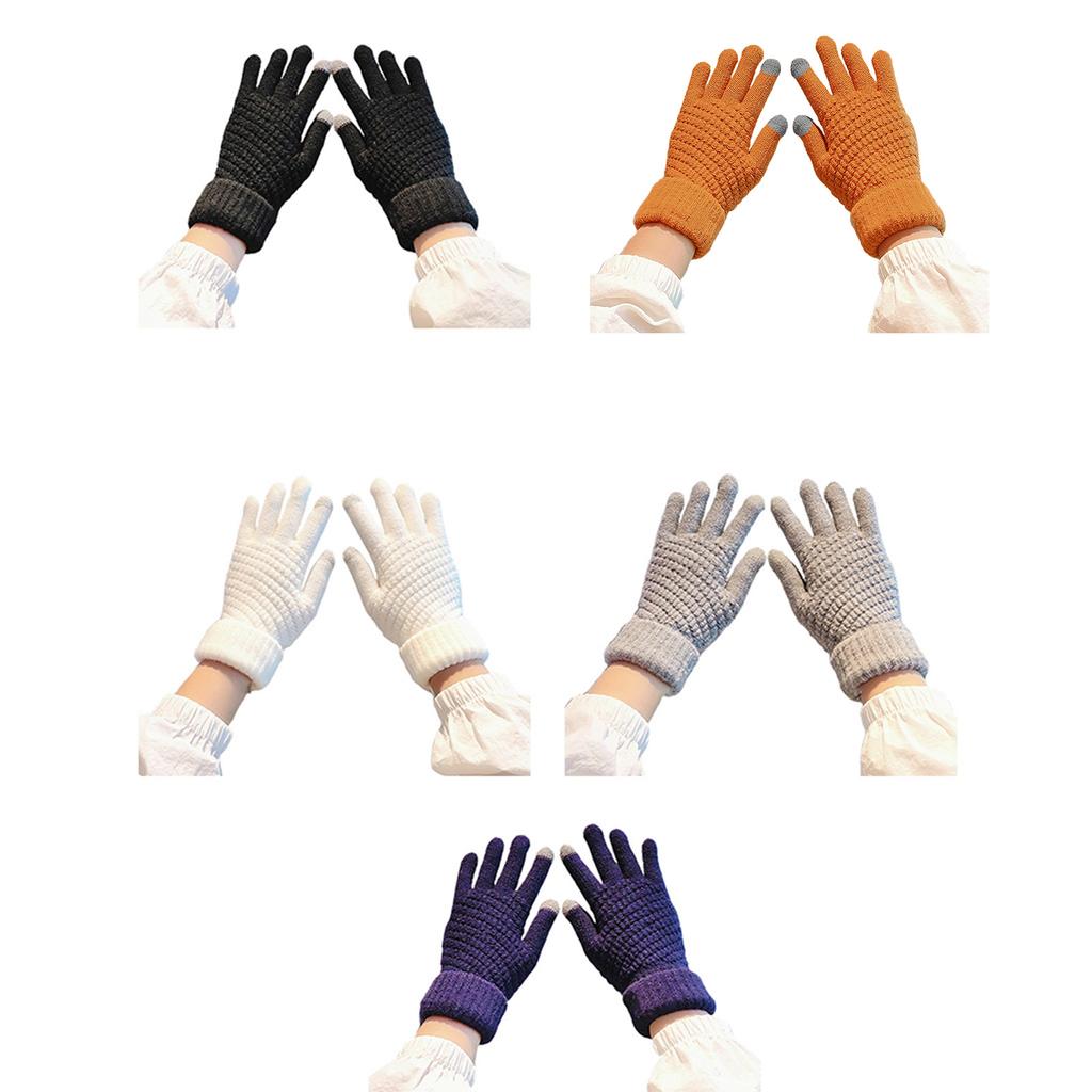 Knitted Full Finger Gloves Touchscreen Warm Gloves Unisex Fleece Lined Glove