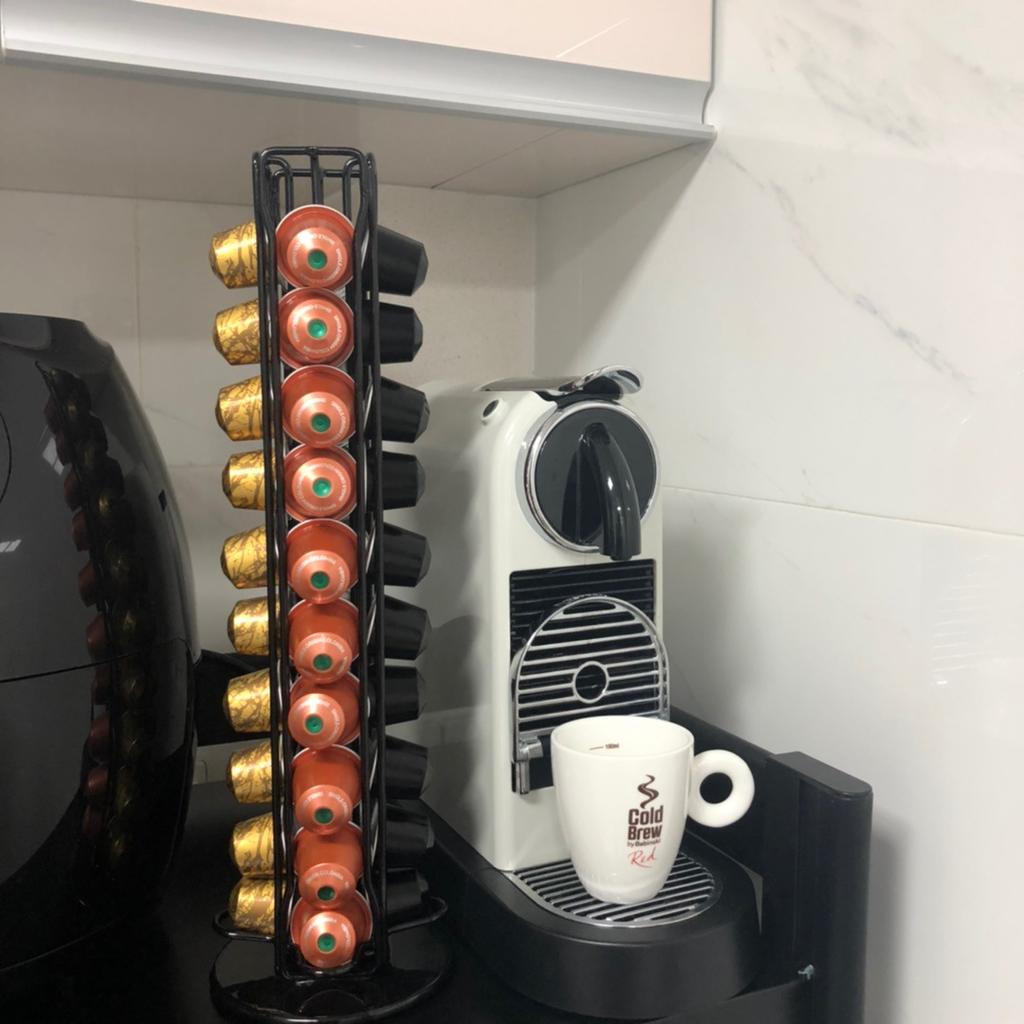 Iron Coffee Capsules Pod Holder Rack Tower Coffee Pod Holder Rack for Nespresso Pods Coffee Bar 40 Capsules Cafe Can Hold