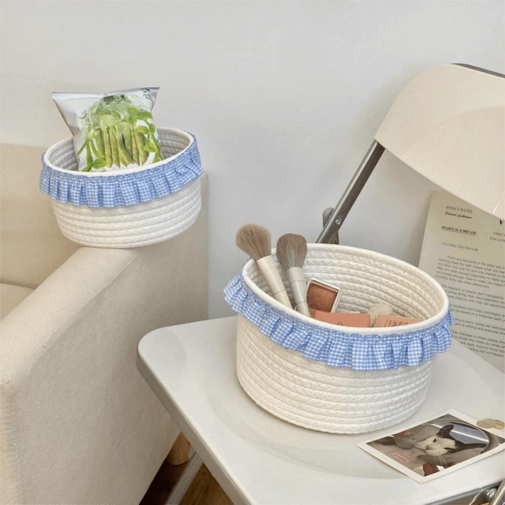 Lace Snacks Basket Cotton Rope Cosmetics Storage Bins Cute Sundries Storage Baskets  Bedroom