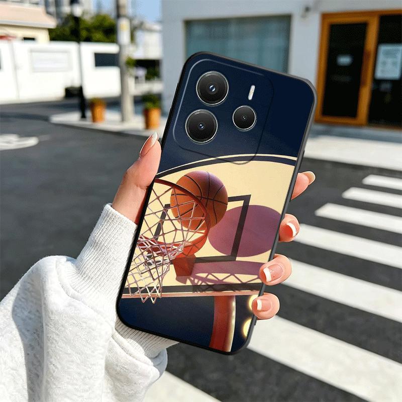 Basketball Korb Sport Weiche Handyhülle für Xiaomi Redmi Note 12 13 14 15 Pro Plus 11 12S 11S 11T 10 4G Schwarze Hülle Rückschale