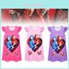 Encantador Vestido Novo Infantil de Manga Voadora Descendentes 4 Halloween Camisola de Menina com Tecido de Seda de Leite Ideal para Usar no Verão