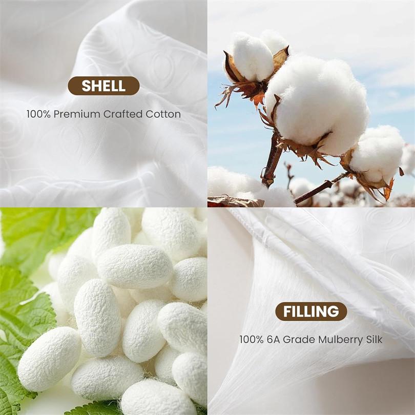 Ultra Soft 100% Mulberry Silk Jacquard Summer Quilt Cotton Cover Cooling Blanket Lightweight Breathable Bedding For All Seasons