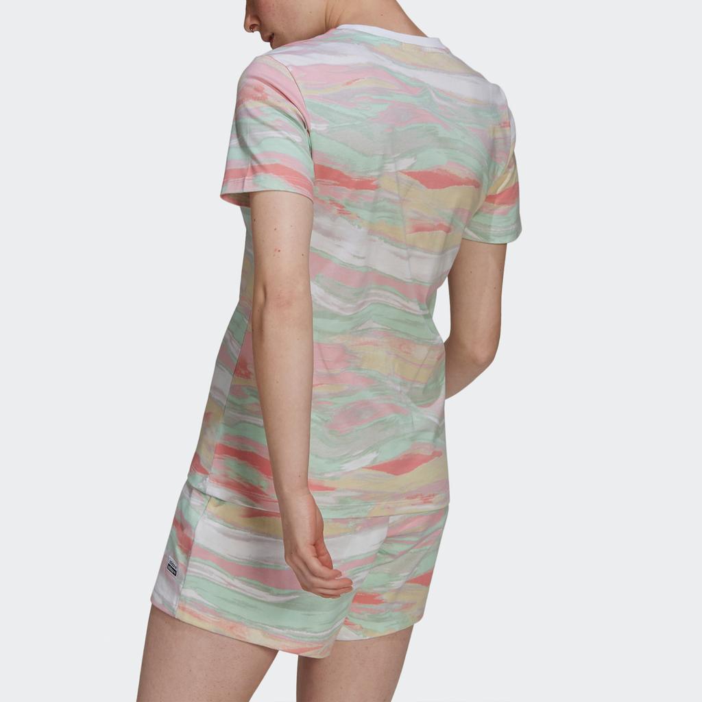 Adidas Originals Marble Print Breathable T-Shirt Women Tops Multicolor GN4286