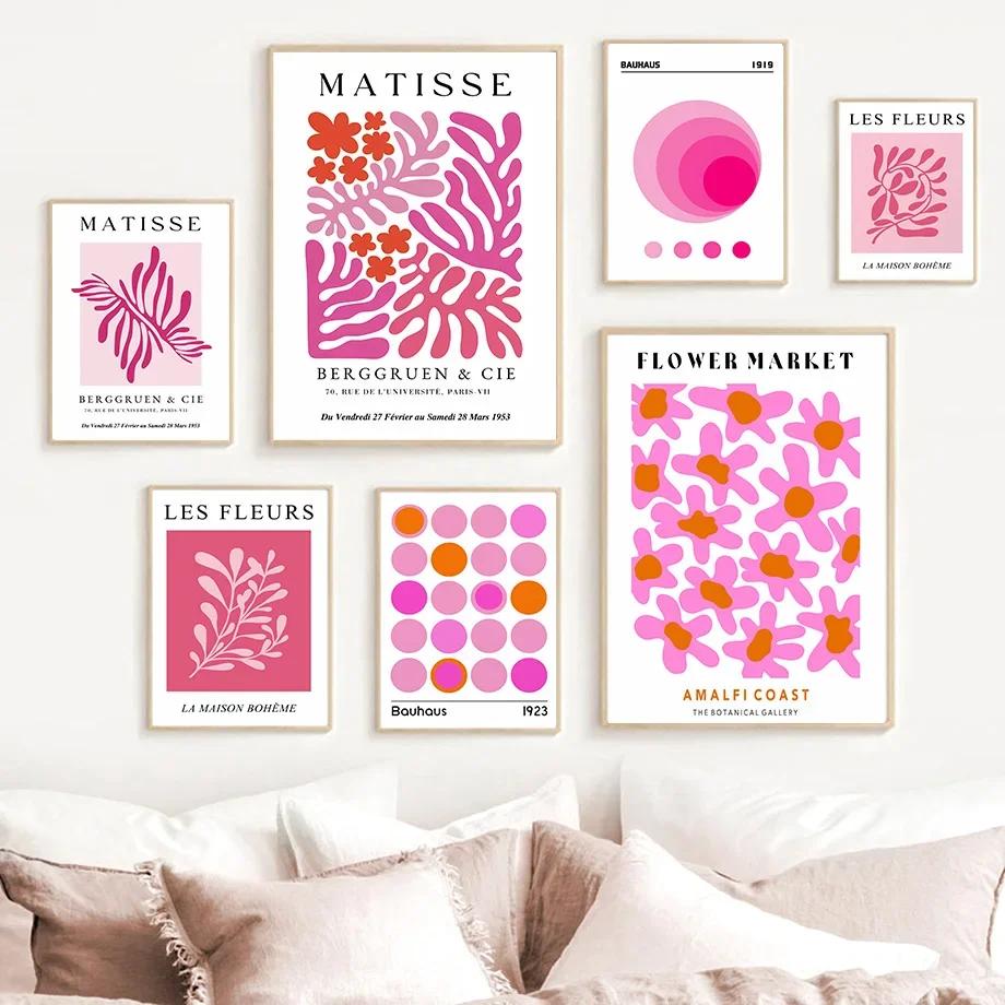 Skandinavischer Minimalistischer Wandkunst Rosa Matisse Bauhaus Blumenmarkt HD Leinwand Poster Druck Heim Schlafzimmer Wohnzimmer Dekoration