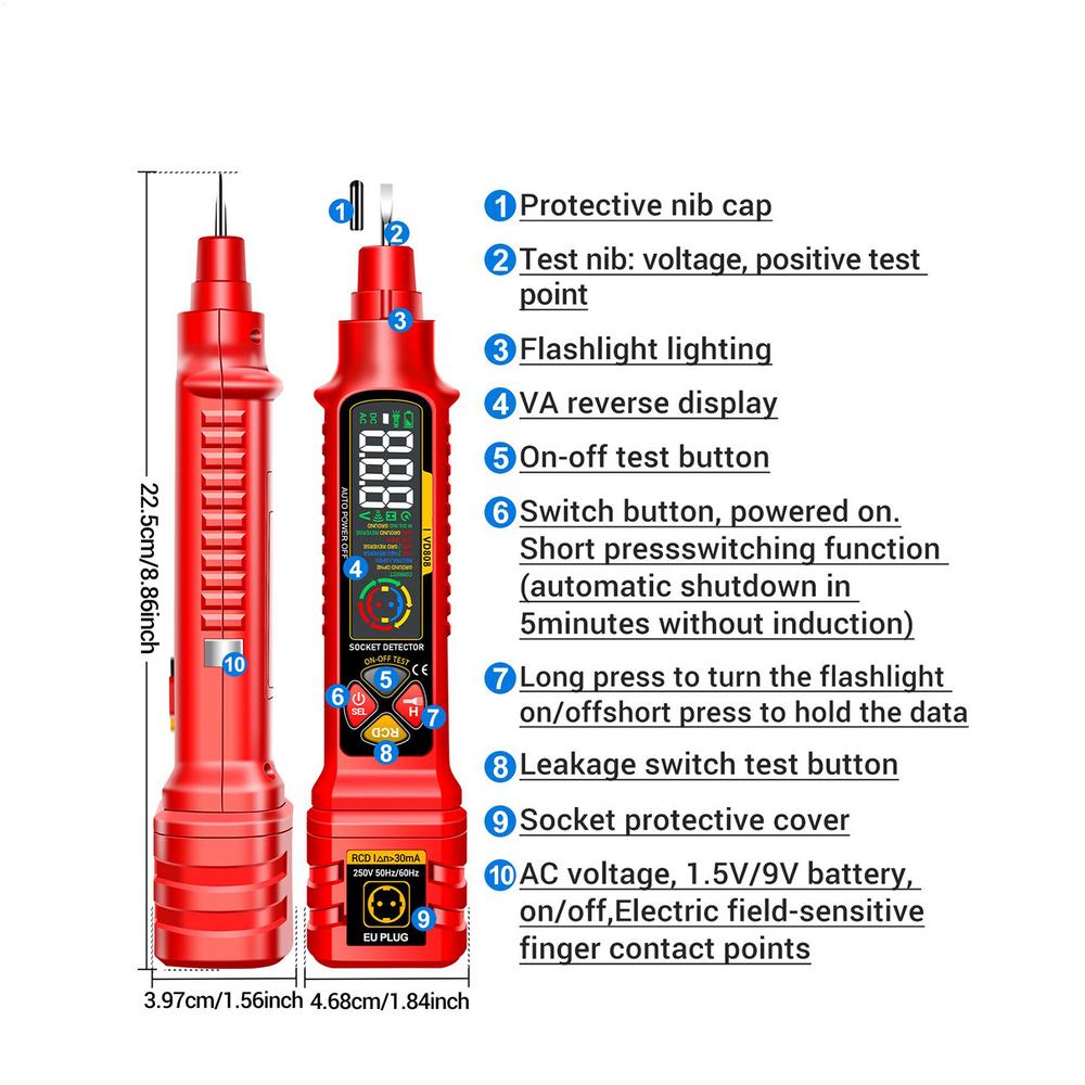 Circuit Tester Smart Outlet Checker with LED Display & Light 2-300V Rv Circuit Analyzer for Home Electric Power Rv Camper