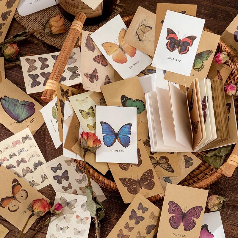 80pcs Scrapbooking Material Paper Butterfly Plant Fairy Tale Story Labels Decorative Collage Diary Album Craft Supplies