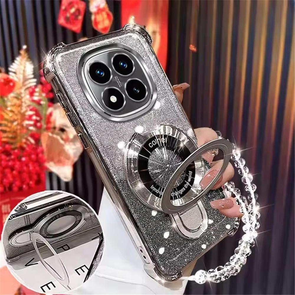 Glitter Shockproof Soft Phone Case For Samsung S25 S24 S23 S22 S21 S20 Plus FE Ultra S25Edge Crystal Bracelet Phone Holder Cover