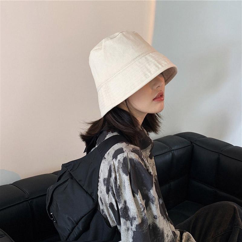 

RICYGVM Solid Color Women Bucket Hat Casual Fashion Girl Basin Cap Cotton Foldable Outdoor Sunshade Visors Unisex Fisherman Hat 54-59cm білий