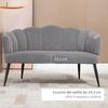 2-Seater Sofa in Velvet with Metal Legs and Shell-Shaped Backrest, 132x66x80cm, Grey