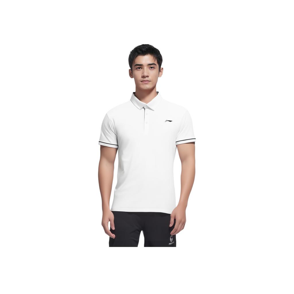 Li-Ning Quick-Dry Training Casual Polo Slim Fit Short Sleeve T-Shirt Unisex Tops Standard-White APLU965-1