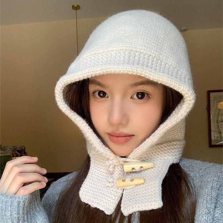 Balaclava Hat for Women with Autumn and Winter Thickened Face Showing Small Bicycle Color Pullover Hat for Men