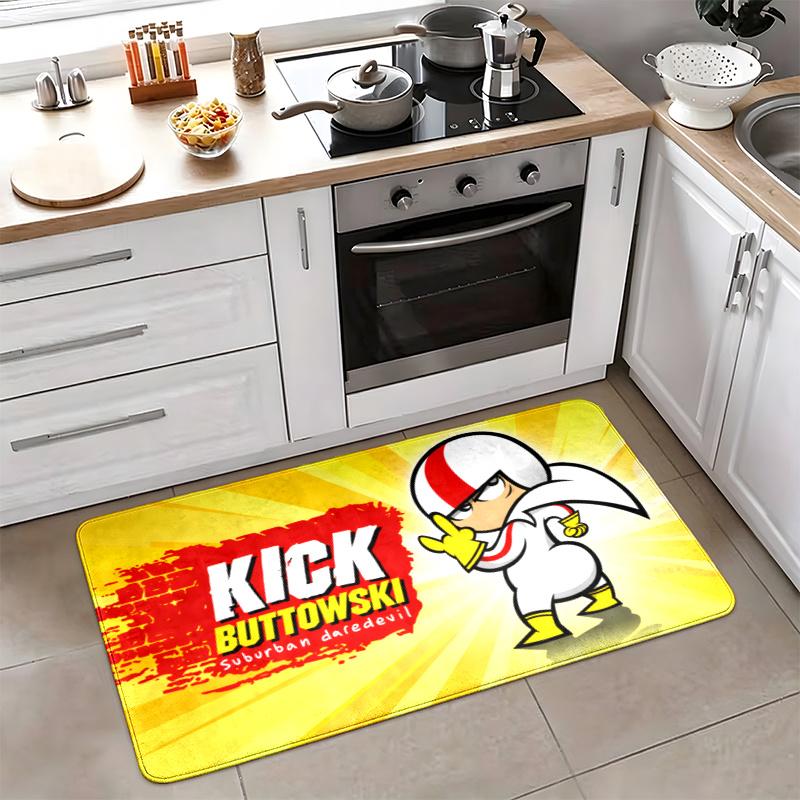Kick Buttowski Flannel Kitchen Floor Mat Absorbent Non-Slip Soft Standing Mat Washable Comfortable Kitchen Rug for Home Sink Laundry