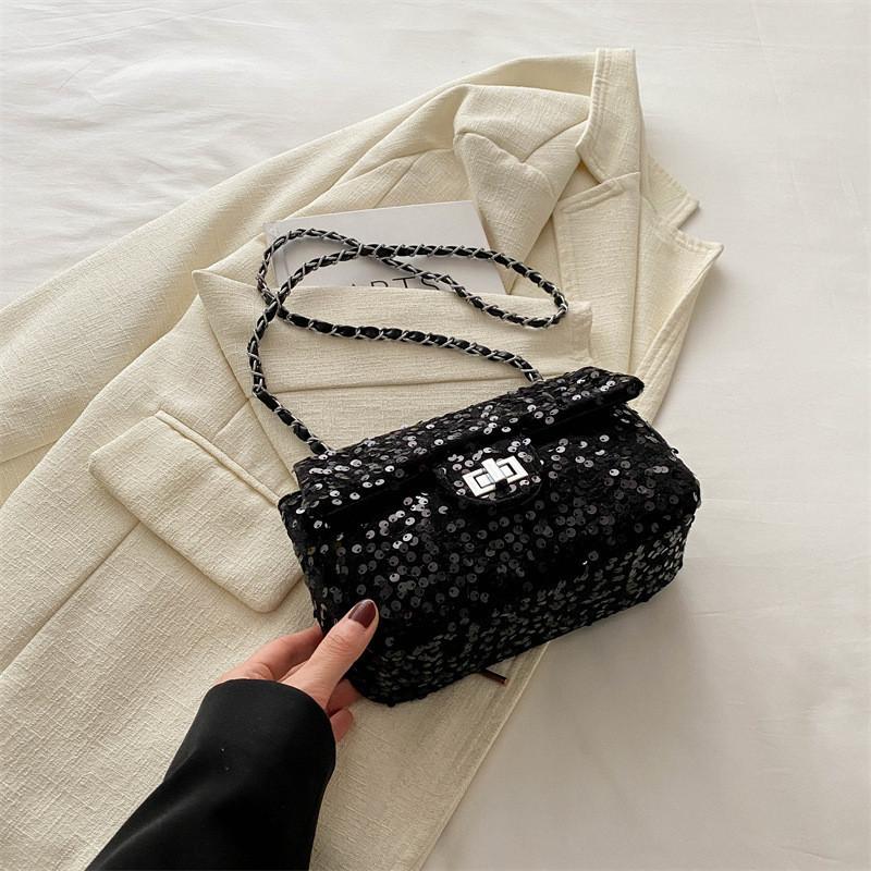 

Stylish Women s 2024 Casual Shiny Chain Shoulder Bag With Sequins In Black Gray Pink Silver Blue