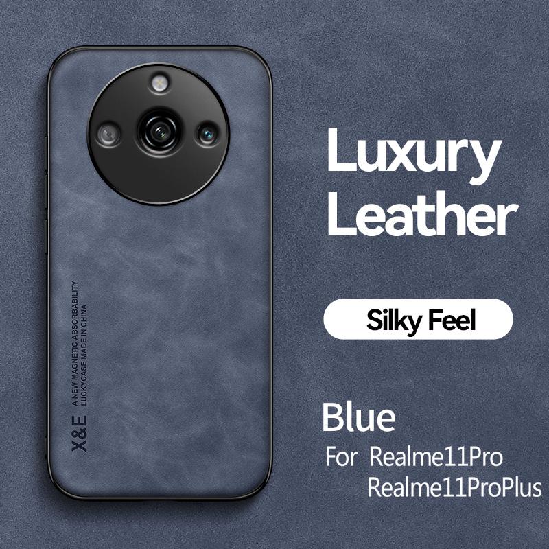 For Realme 11 Pro Plus 5G Case Car Magnetic Leather Texture Cover for Oppo Realme11 Realmi 11 ProPlus Pro+ Soft Phone Cases
