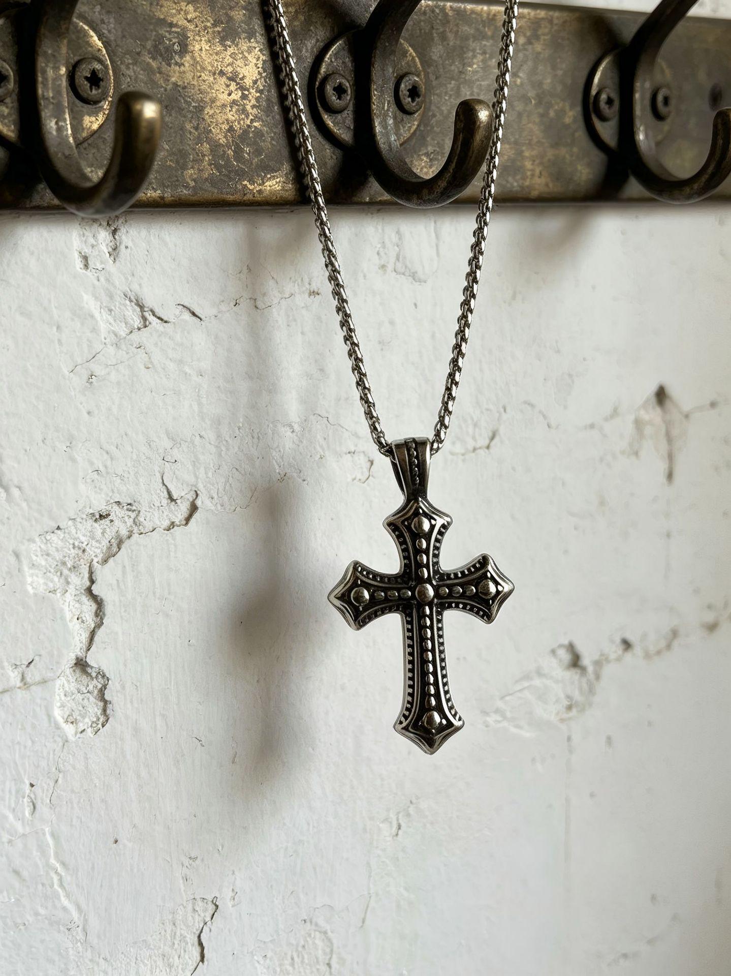 Punk Retro Men s Classic Carved Totem Cross Stainless Steel Pendant